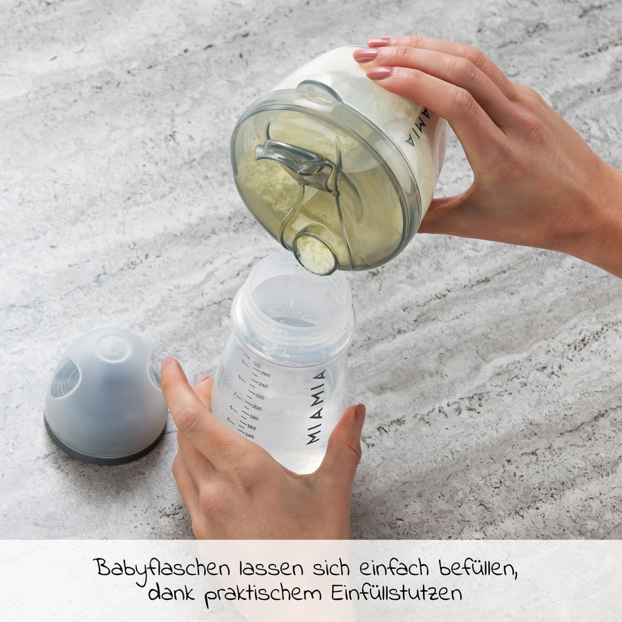 MiaMia Milchpulverportionierer mit 4 Kammern in Grau und Transparent, BPA-frei - Bild 2