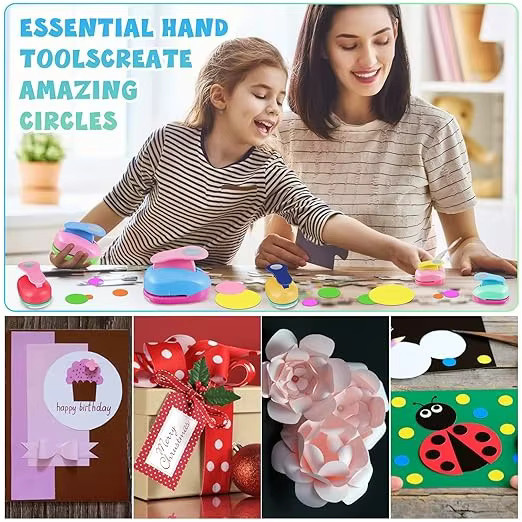 DIY Kreis-Locher Set für Scrapbooking und Bastelarbeiten in den Größen 8 mm, 16 mm und 25 mm, Mehrfarbig - Bild 3
