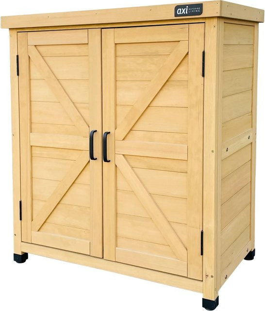 Axi Gartenschrank Felix aus Hemlock-Holz in Braun mit Regalböden und Scharniertüren, B/T/H: 80 x 45 x 185 cm - Bild 1