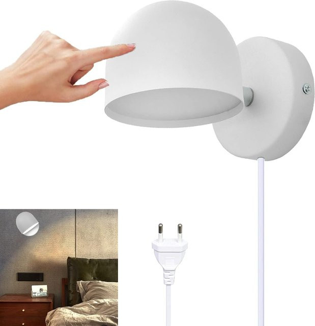 Moderne 12W LED Innen-Wandleuchte in Weiß mit Touch-Dimmfunktion, 3000K Warmweiß und drehbarem Design für Schlafzimmer und Wohnzimmer - Bild 1