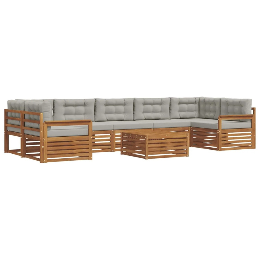 vidaXL Outdoor-Sofagarnitur aus Akazienholz mit Kissen, 24-teiliges Set in Natur und Hellgrau - Bild 2