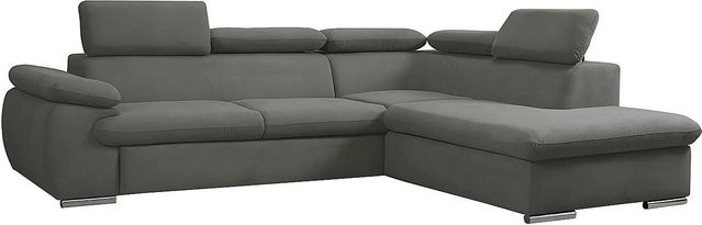Vente-unique Schlafsofa Fabien in Anthrazitgrau mit L-Form und Schlaffunktion - Bild 1