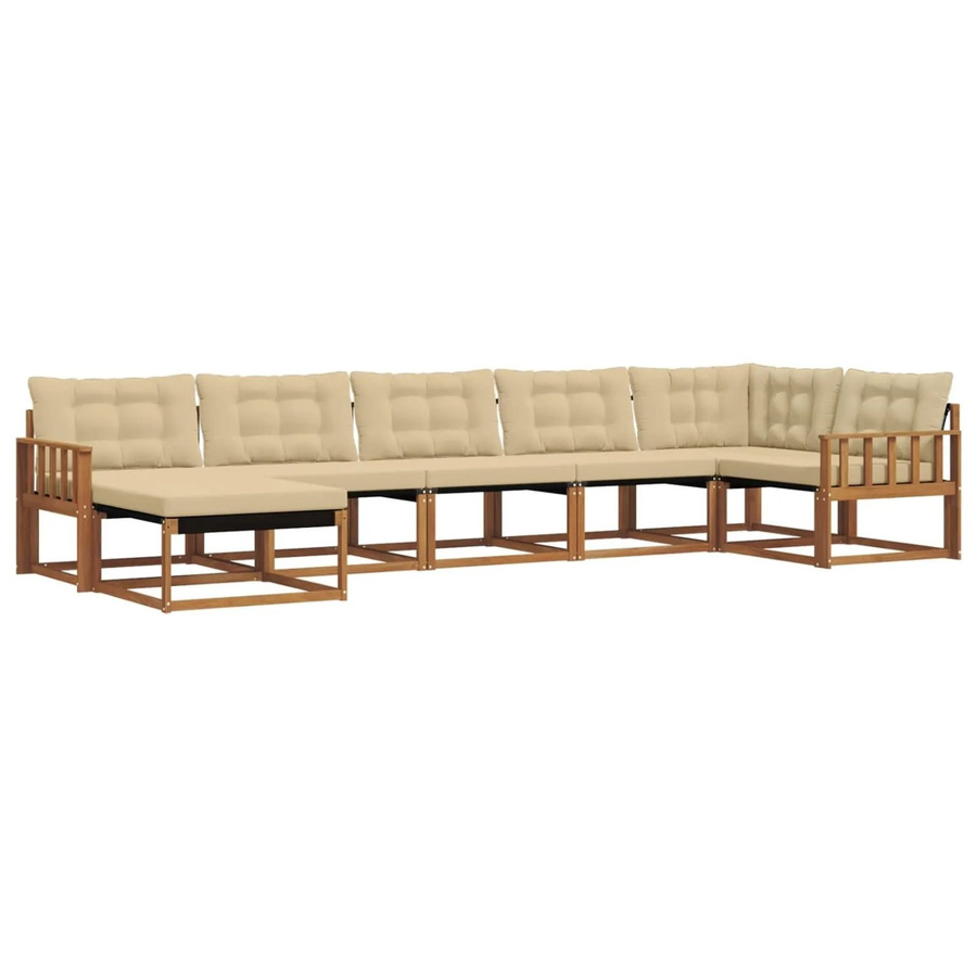 vidaXL Outdoor-Sofagarnitur 21-teilig aus Massivholz Akazie in Natur und Beige mit Polstern und Ottomane für Garten und Terrasse - Bild 2