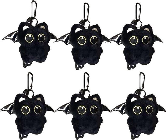 Schlüsselanhänger Schwarze Katze Plüsch, Unisex - Bild 1