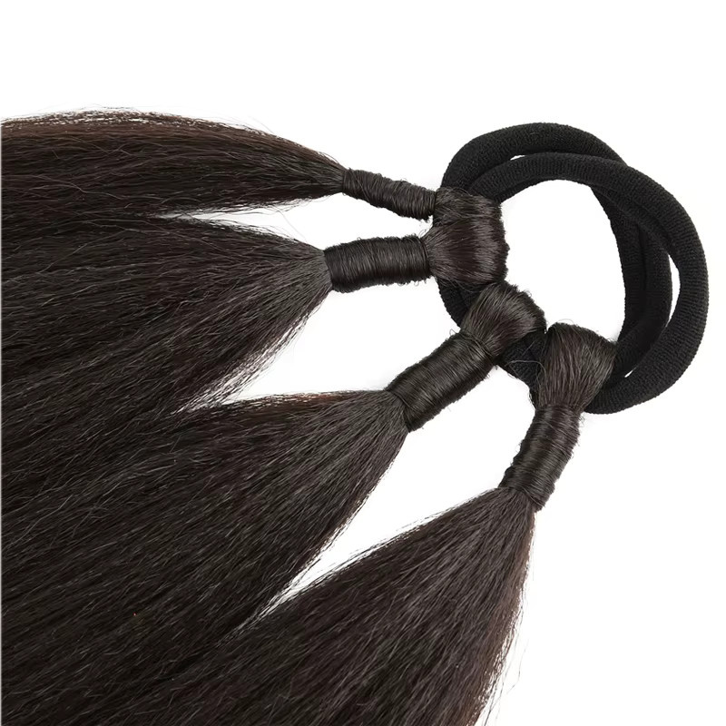 sissi's Pferdeschwanz-Extensions, synthetisch, Ombre, Schwarz, Braun, Grau, 66 cm, Unisex - Bild 3