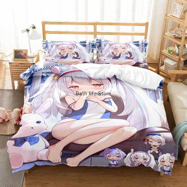 Yiran Home Azur Lane Bettwäsche-Set mit Cartoon-Motiv, Bettbezug und Kissenbezug aus Polyester, Mehrfarbig, B/H: 135 x 200 cm - Bild 1