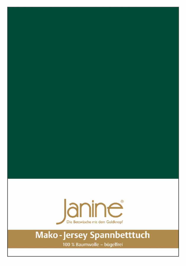 Janine Mako Jersey Spannbetttuch Bettlaken aus Baumwolle, Farbe: Waldgrün, B/T: 140 x 160 cm, L: 200 cm - Bild 1