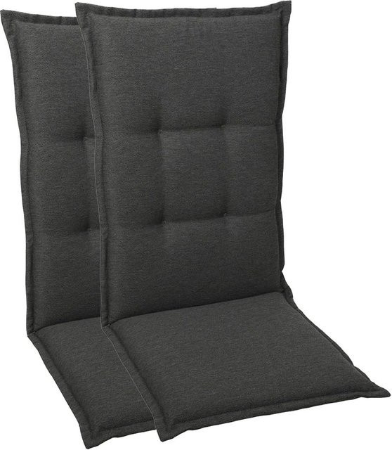 GO-DE TEXTIL Gartenauflage Uni 2er Set Mittellehner in Anthrazit - Bild 1