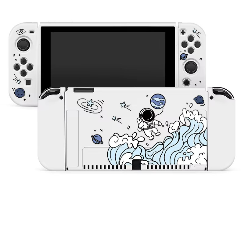 Astronauten-Schutzhülle für Nintendo Switch OLED, weiche TPU-Slim-Cover für Konsole und Joy-Con, Farbe: Weiß - Bild 3