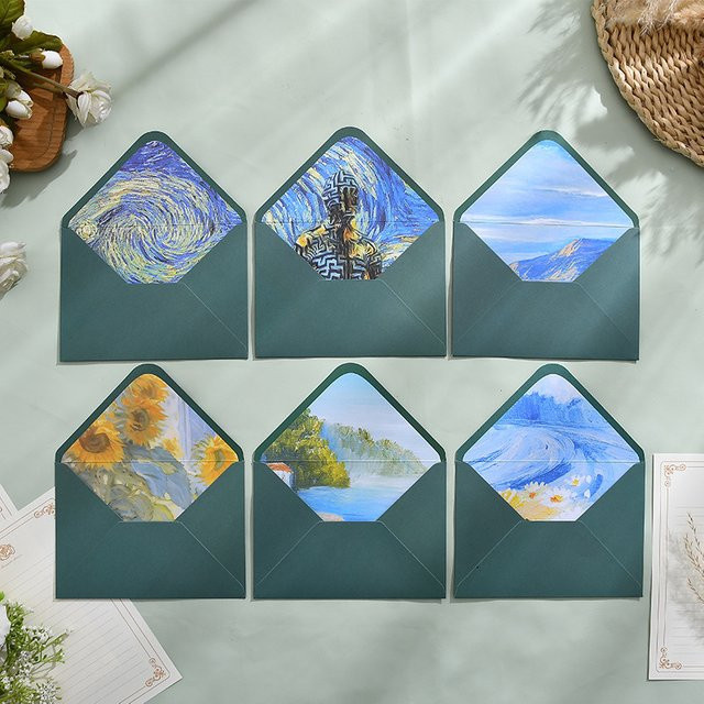 10 Stück Vintage Van Gogh Ölgemälde Briefumschläge und Papier-Set in Mehrfarbig für besondere Anlässe - Bild 1