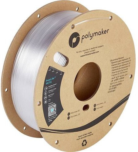 Polymaker PolyLite PETG Filament 1.75mm Transparent 1000g hitzebeständig und hochzugfest für FDM-Drucker - Bild 1