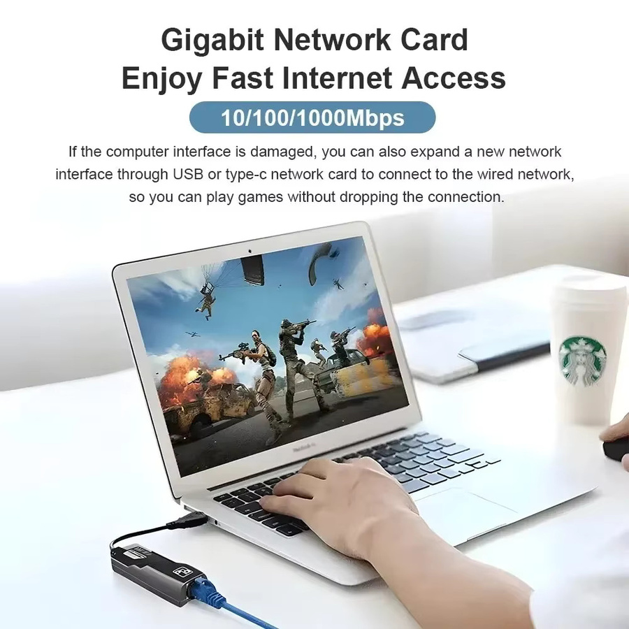 Kebidu USB 3.0 auf RJ45 Gigabit Ethernet LAN Adapter Konverter für PC Laptop MacBook, Schwarz - Bild 4