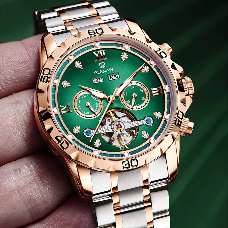 GLENAW Armbanduhr Automatik, Edelstahl, Silber, Herren - Bild 3