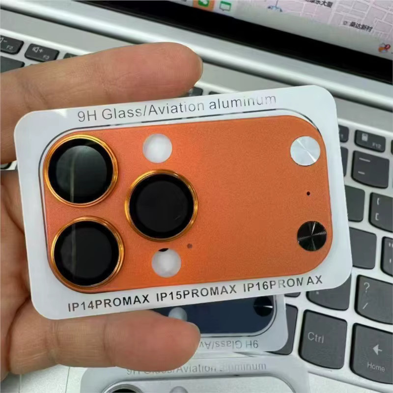 9H HD Panzerglas Kameralinsenschutz für Apple iPhone 13 14 15 16 Pro Max und 17 Pro Max in Schwarz - Bild 3