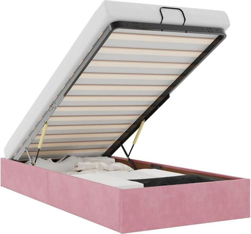 Vidaxl Ottoman Polsterbett aus Samt in Rosa ohne Matratze B/T/H: 80 x 200 x 23,5 cm - Bild 1