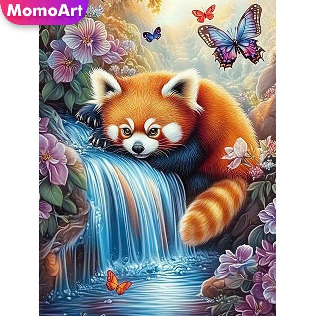 Momoart 5D DIY Diamant Stickerei Waschbär Tier Malerei Cartoon Acryl Mosaik Set Multicolor B/H: 30 x 20 cm - Bild 1