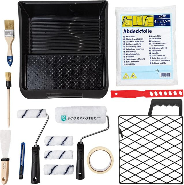 Scorprotect Renovier Komplett Set für Malerarbeiten, 16-teilig, Schwarz/Mehrfarbig - Bild 1