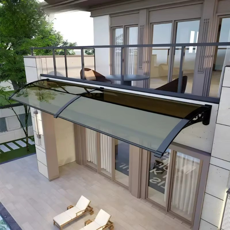 Außenbaldachin für Sonnenschirme mit transparentem Polycarbonat-Tür und Halterung aus Aluminiumlegierung in Schwarz - Bild 2