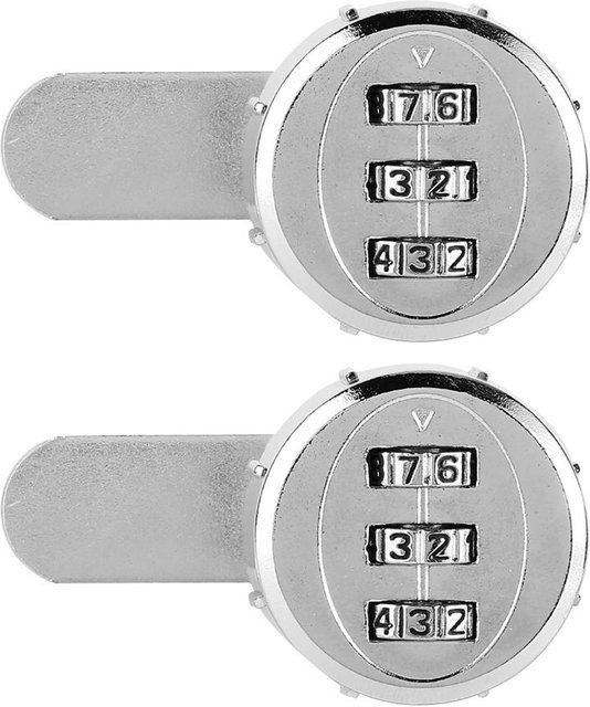 Neoglint 2er-Set mechanische 3-stellige Zahlenschlösser aus Zinklegierung für Schrank und Spind, Grau/Silber, Durchmesser: 30 mm - Bild 1