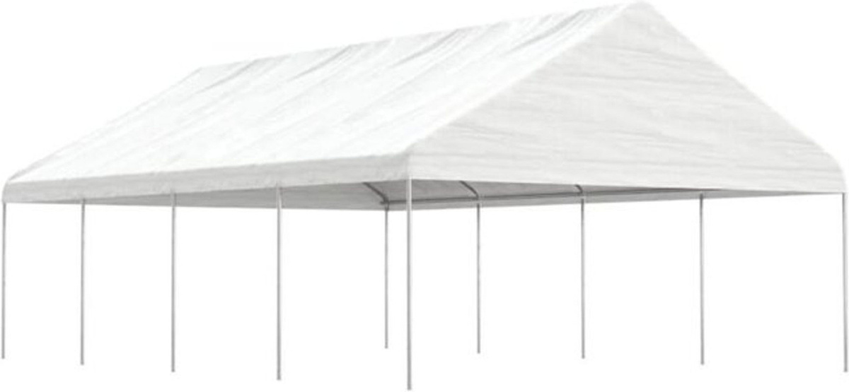 Vidaxl Pavillon mit Dach in Weiß aus Polyethylen B/T/H: 8,92 x 5,88 x 3,75 m - Bild 1