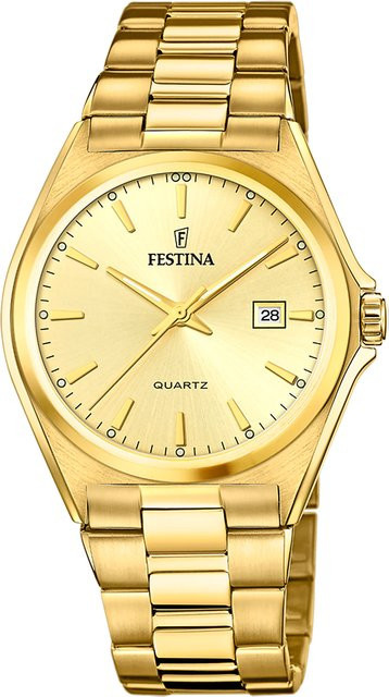 Festina Herrenuhr, Quarz, Edelstahl, Gold, 40 mm, 5 ATM - Bild 1