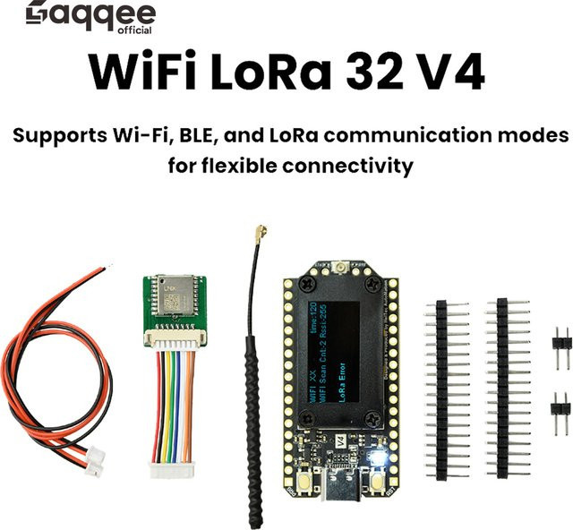 diymore WIFI LoRa 32 V4 ESP32-S3R2 Entwicklungsboard mit Bluetooth, OLED-Bildschirm und USB-C in Schwarz - Bild 1