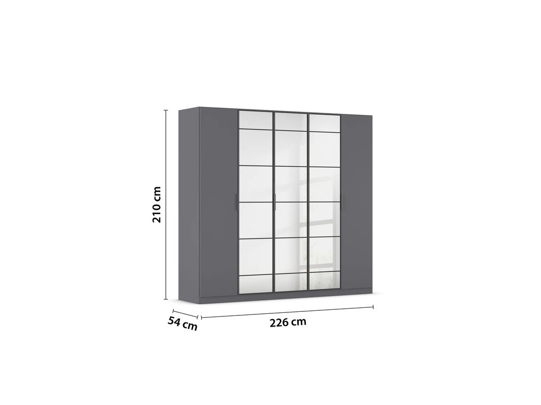 RAUCH ORANGE Acero Drehtürenschrank in Grau mit Spiegeltüren und Glaselementen, B/T/H: 226 x 54 x 210 cm - Bild 3
