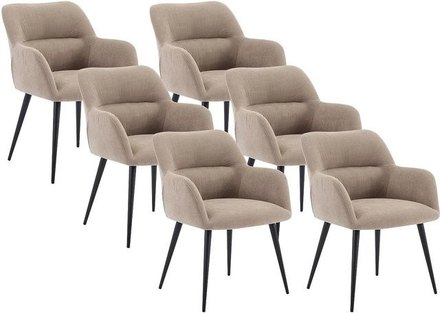 Vente-unique Stuhl Heka in Beige aus Stoff und Metall mit einer Breite von 59,5 cm - Bild 1