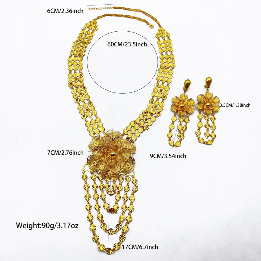 Halskette und Ohrringe Set, Goldfarben, Damen - Bild 3