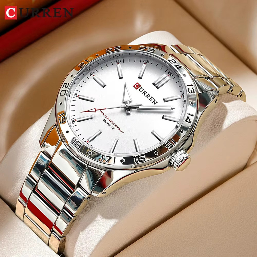 CURREN Armbanduhr, Quarz, Edelstahl, Silber, Herren, Leuchtzeiger - Bild 1