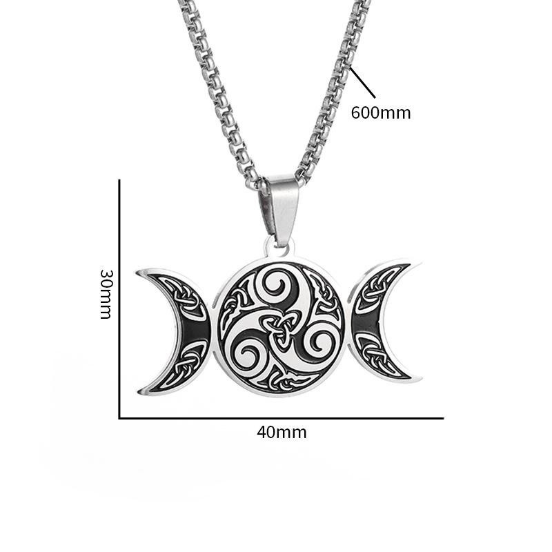 YIRAN Jewelry Halskette Doppelmond Anhänger, Edelstahl, Silber, Unisex - Bild 2