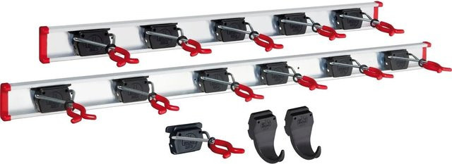 Bruns Set aus zwei Gerätehaltern für Gartengeräte und Besen, Breite: 100 cm und 75 cm, Schwarz-Rot - Bild 1