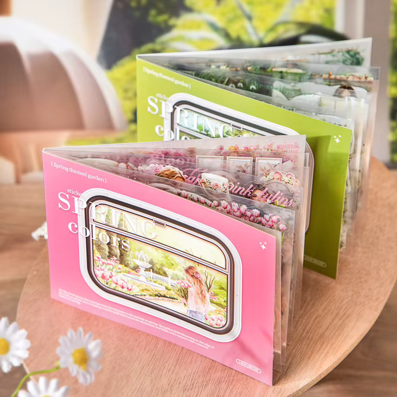 Frühlingsgarten Stickerbuch Set mit 4 Blumen-Charakter Designs in Multicolour - Bild 1