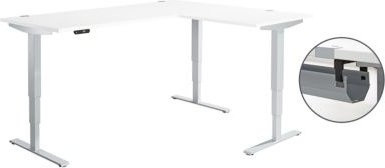 Schäfer Shop Genius Winkelschreibtisch AERO FLEX, elektrisch höhenverstellbar, 90 Grad Winkel, C-Fuß, weiß, B: 200 cm, T: 160 cm, mit Memorypanel und Kabelkanal - Bild 1