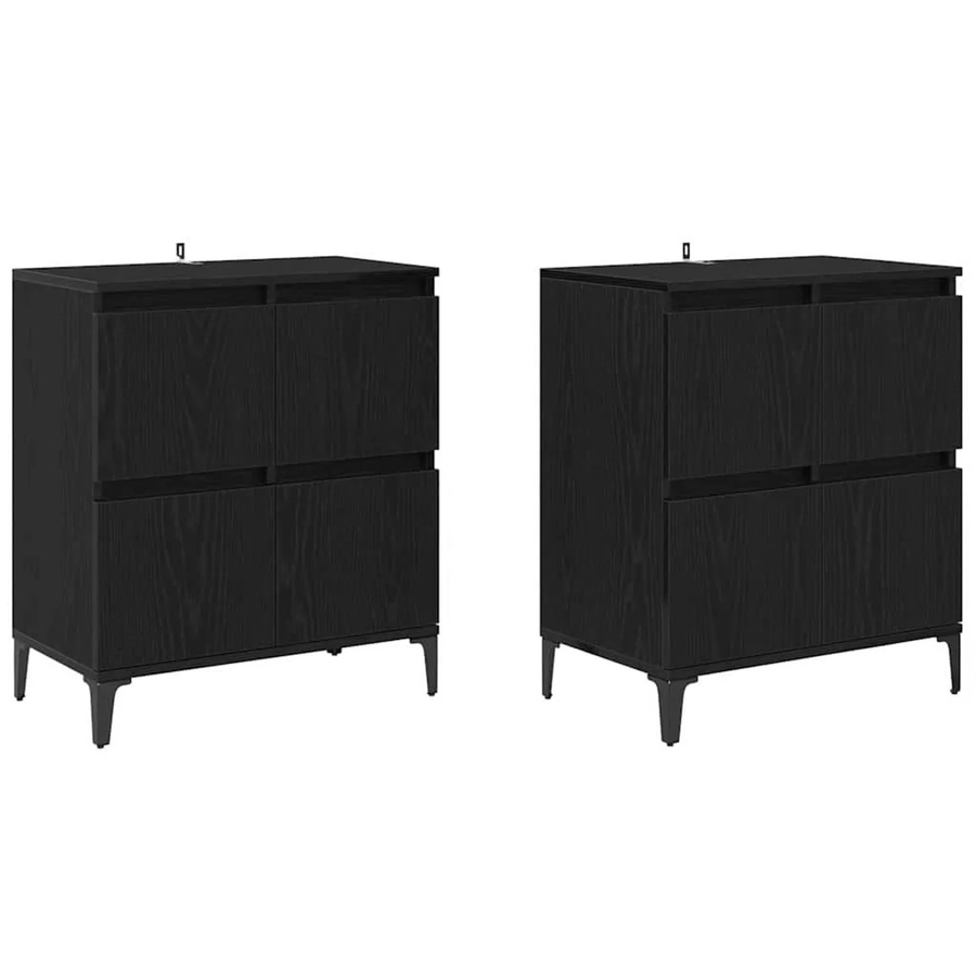 vidaXL Sideboard Set 2 Stück Schwarz in Eichen-Optik, modern, B/T/H: 60 x 35 x 70 cm - Bild 2