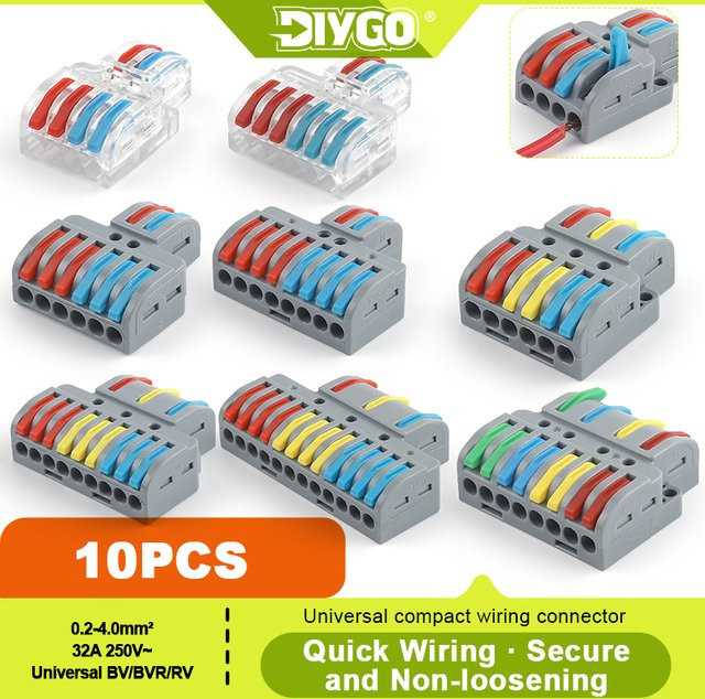DIY GO Schnellhebel-Steckklemmen universelle kompakte Drahtverbinder Federleiter für elektrische Verkabelung Multicolor - Bild 1