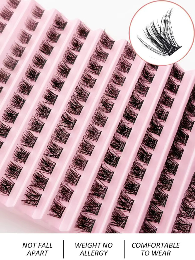 JIEFUXIN Einzelwimpernverlängerungen Wispy Cluster, D Curl, 120 Stück - Bild 3