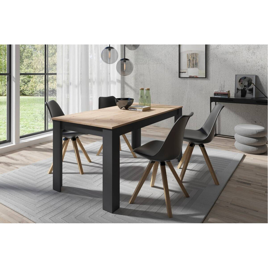 byLIVING Tischgruppe mit Esstisch und 4 Stühlen in Anthrazit und Eiche, Modernes Design für Esszimmer und Küche, B/T/H: 160 x 90 x 75 cm - Bild 4