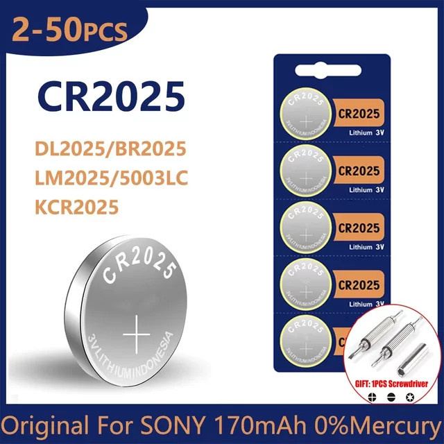 Sony CR2025 Lithium-Batterie 3V Knopfzelle in Silber - Bild 1