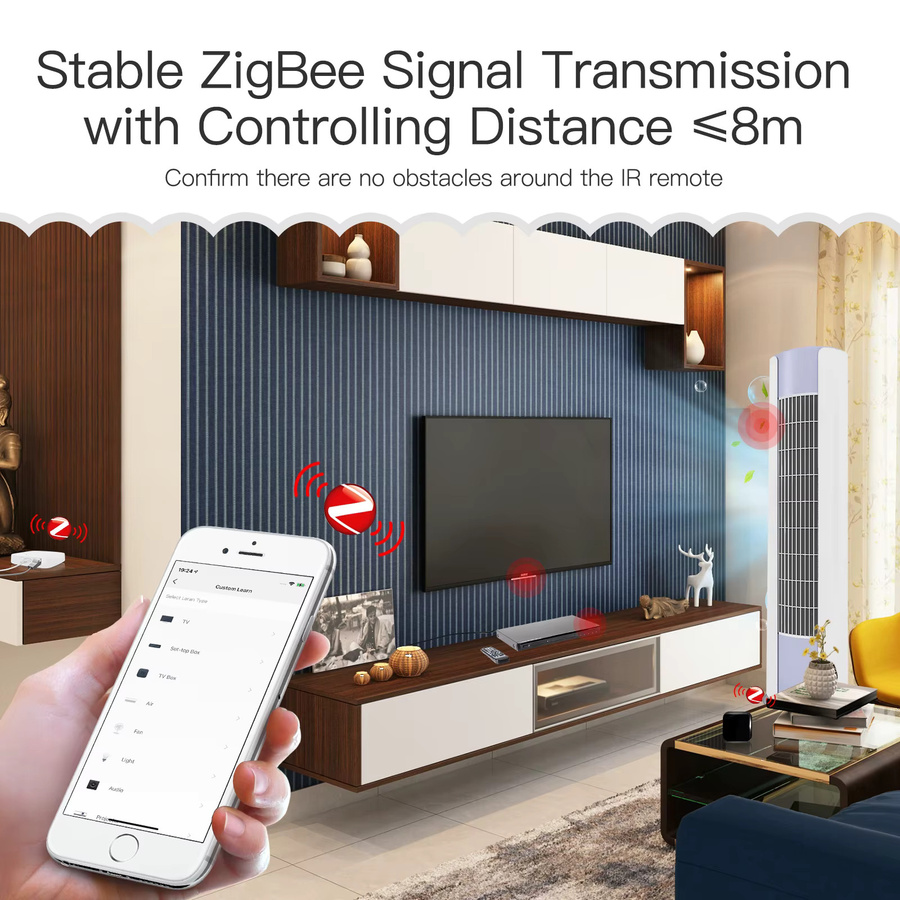 Moes Tuya ZigBee Smart IR-Fernbedienung, universeller Infrarot-Controller für dein Smart Home zur Steuerung von AC, TV und DVD, Farbe: Schwarz - Bild 5
