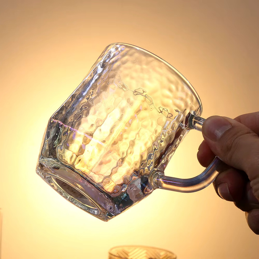 HeY LiLac Glasbecher mit sechseckigem Griff und Textur, 280 ml, Transparent/Lila/Amber - Bild 2