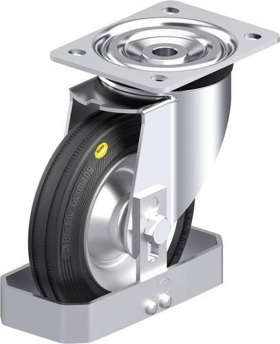 Blickle L-RD 162R-FS Stahlblech-Lenkrolle in Schwarz und Grau mit 160 mm Rad-Durchmesser und 225 kg Tragfähigkeit - Bild 1
