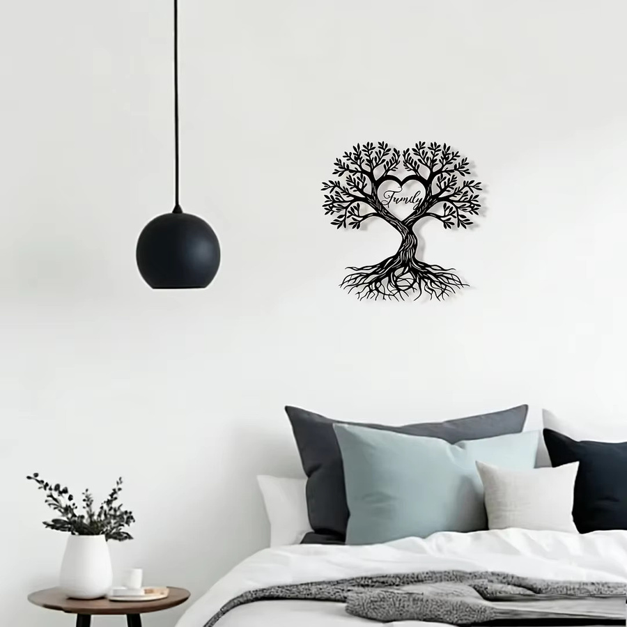 CIFBUY Wanddekoration Baum des Lebens Herz aus Metall in Schwarz - Bild 3