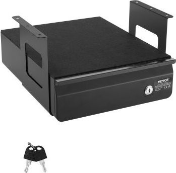 VEVOR Untertisch Schublade aus Q235 Stahl in Schwarz Matt, abschließbarer Schreibtisch-Organizer für Sitz-Steh-Arbeitsplätze, B/T/H: 36,5 x 33,5 x 18,5 cm - Bild 1