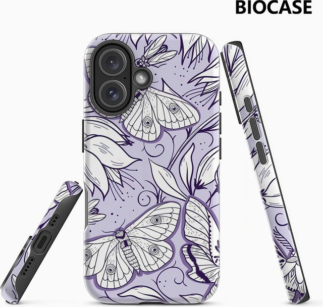 Moth Garden Handyhülle für iPhone 17 16 15 14 13 12 Pro Max Plus mit doppelschichtiger Rückseite in Purple - Bild 1