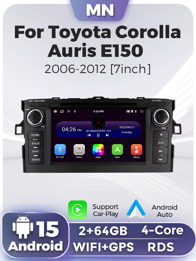 NAVIFANS Android 15 Autoradio mit GPS und CarPlay für Toyota Auris E150 sowie Corolla 2013-2018, Multimedia Video Player in Schwarz - Bild 6