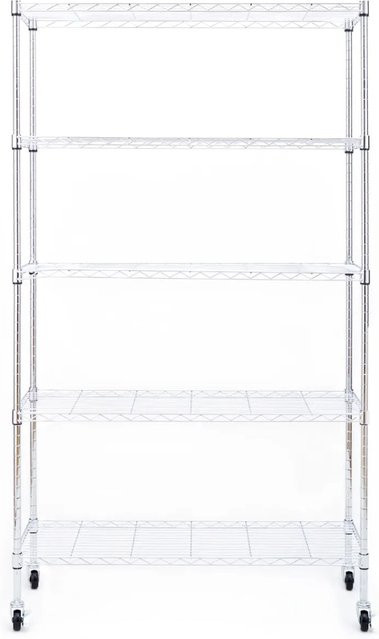 Karat homeliving Gitterregal Maya mit 5 Böden und Rollen, verchromt, B/T/H: 89 x 34 x 150 cm - Bild 1