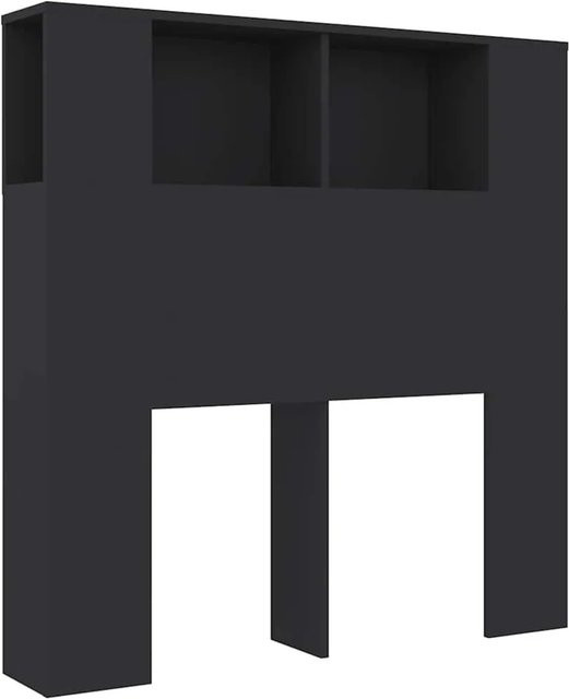 vidaXL Kopfteil mit integrierten Ablagen in Schwarz, modern, B/T/H: 100 x 18,5 x 102,5 cm - Bild 1