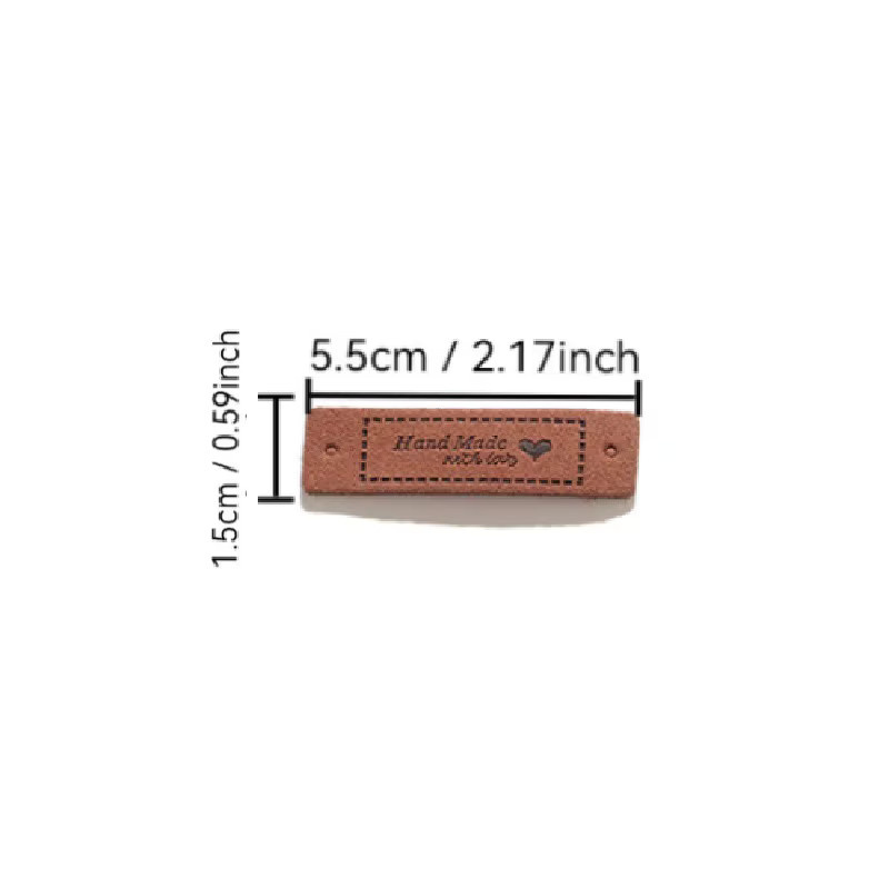 Handgefertigte Liebesetiketten aus Kunstleder für Taschen, Hüte und Kleidung, geprägte Nähetiketten, B/H: 5,5 x 1,5 cm, Mehrfarbig - Bild 2