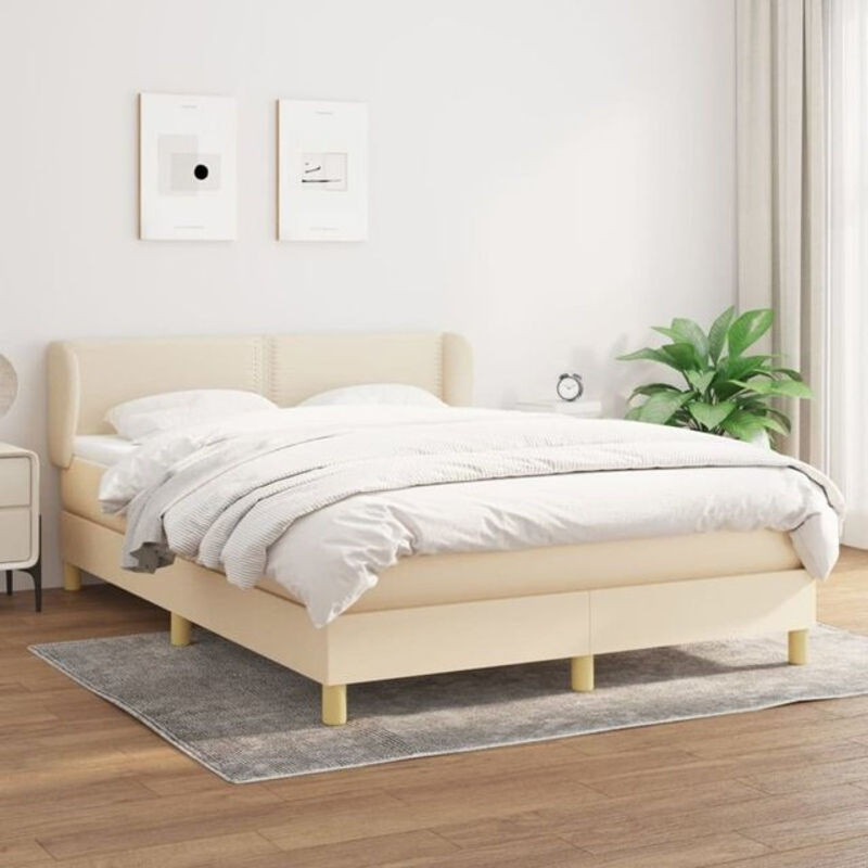 Vidaxl Boxspringbett mit Matratze in Beige aus Stoff und Massivholz, B/T/H: 140 x 190 x 78 cm - Bild 1